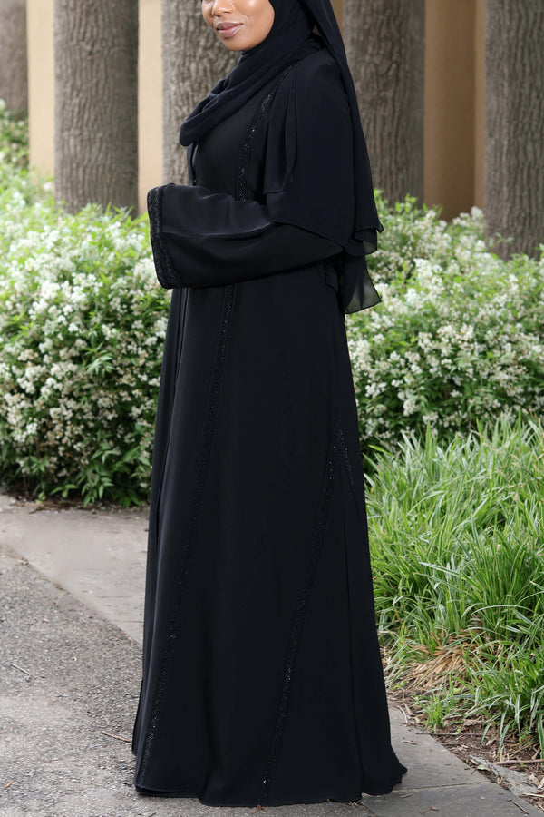 Anhaar Abaya in Classic Black | Al Shams Abayas_6