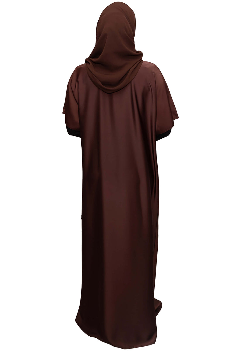 Short Sleeve Dress in Chocolate | Al Shams Abayas_8