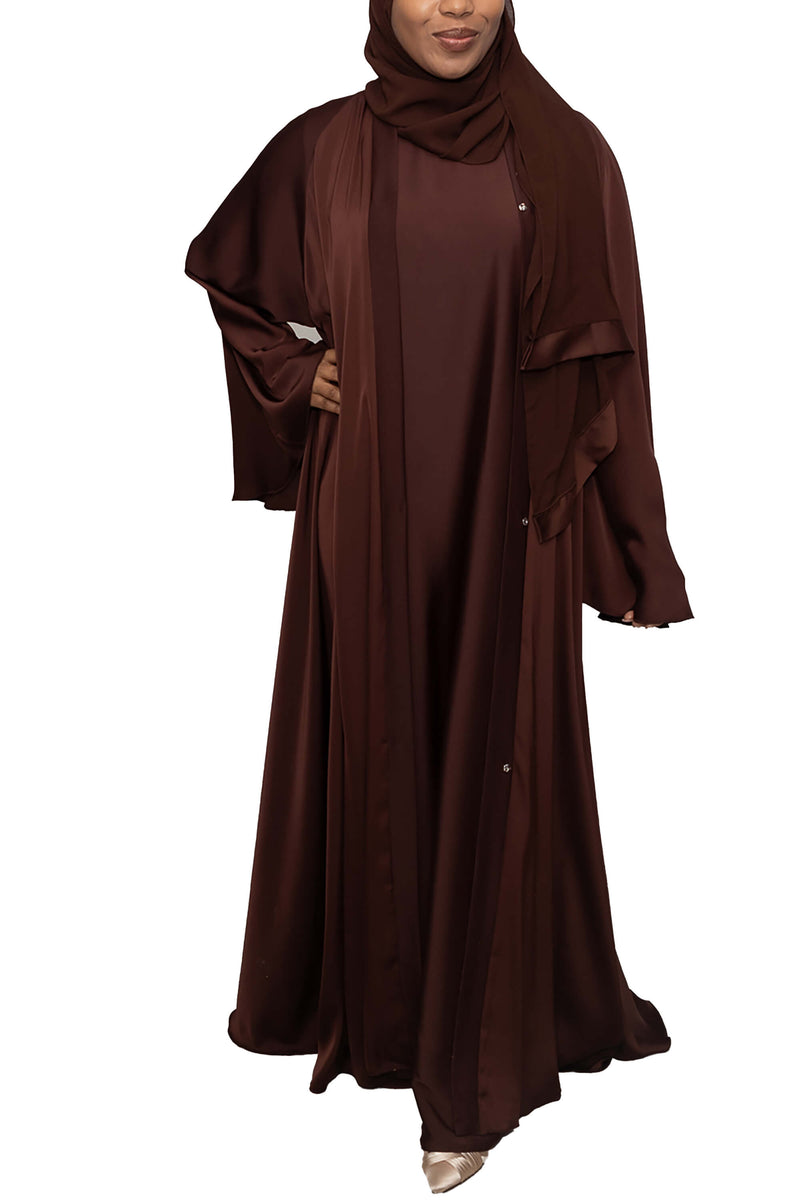 Short Sleeve Dress in Chocolate | Al Shams Abayas_9