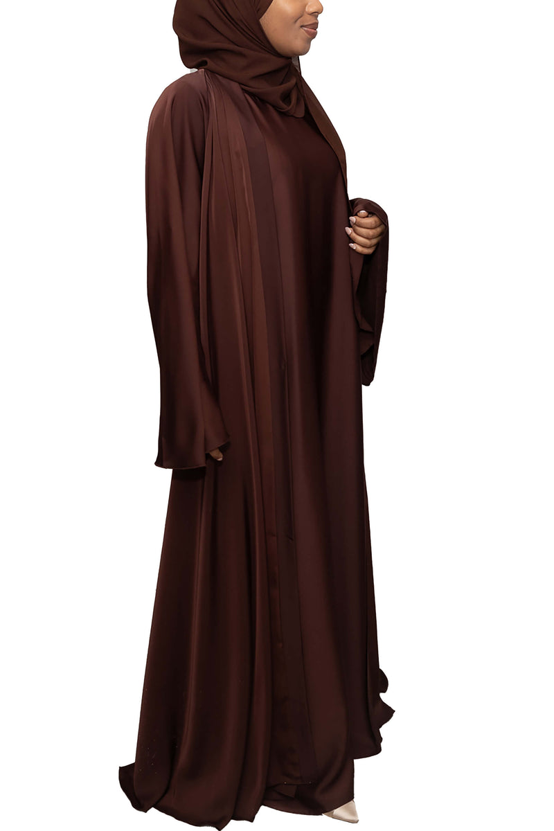 Short Sleeve Dress in Chocolate | Al Shams Abayas_10