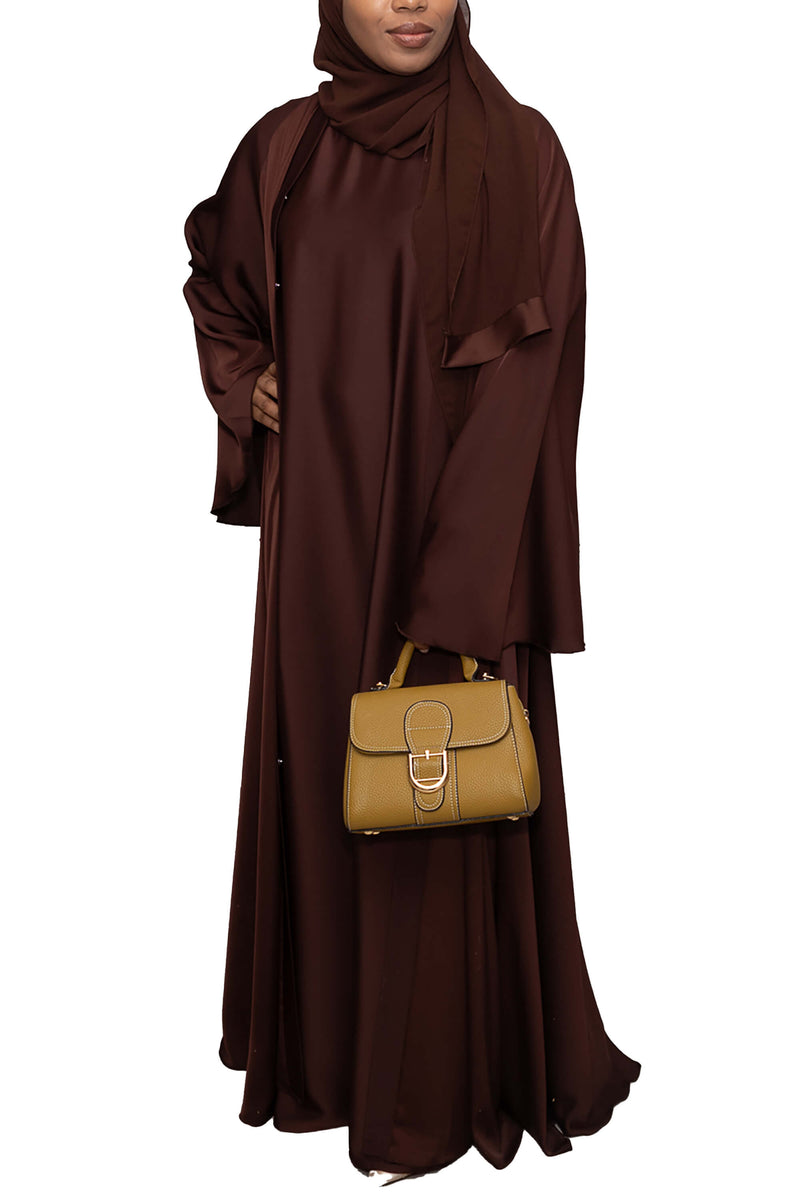 Short Sleeve Dress in Chocolate | Al Shams Abayas_11