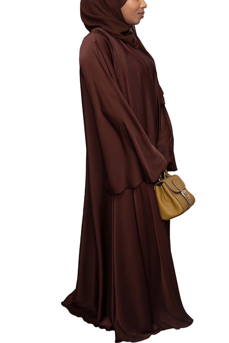 Short Sleeve Dress in Chocolate | Al Shams Abayas_2