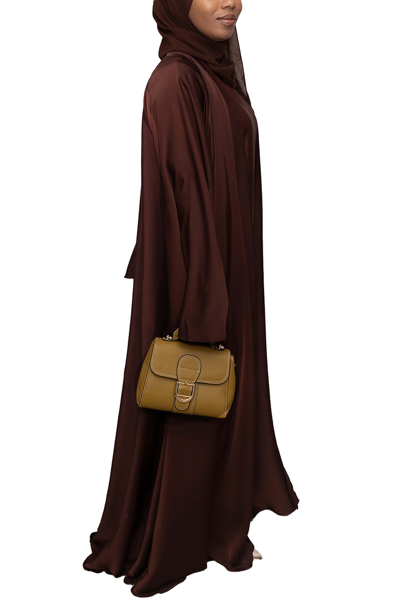 Short Sleeve Dress in Chocolate | Al Shams Abayas_3