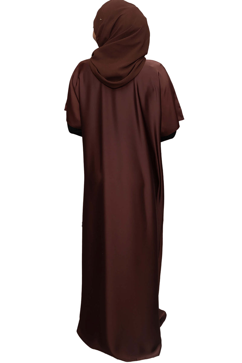 Short Sleeve Dress in Chocolate | Al Shams Abayas_4