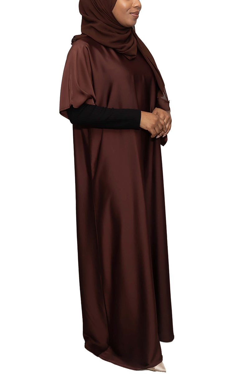 Short Sleeve Dress in Chocolate | Al Shams Abayas_7
