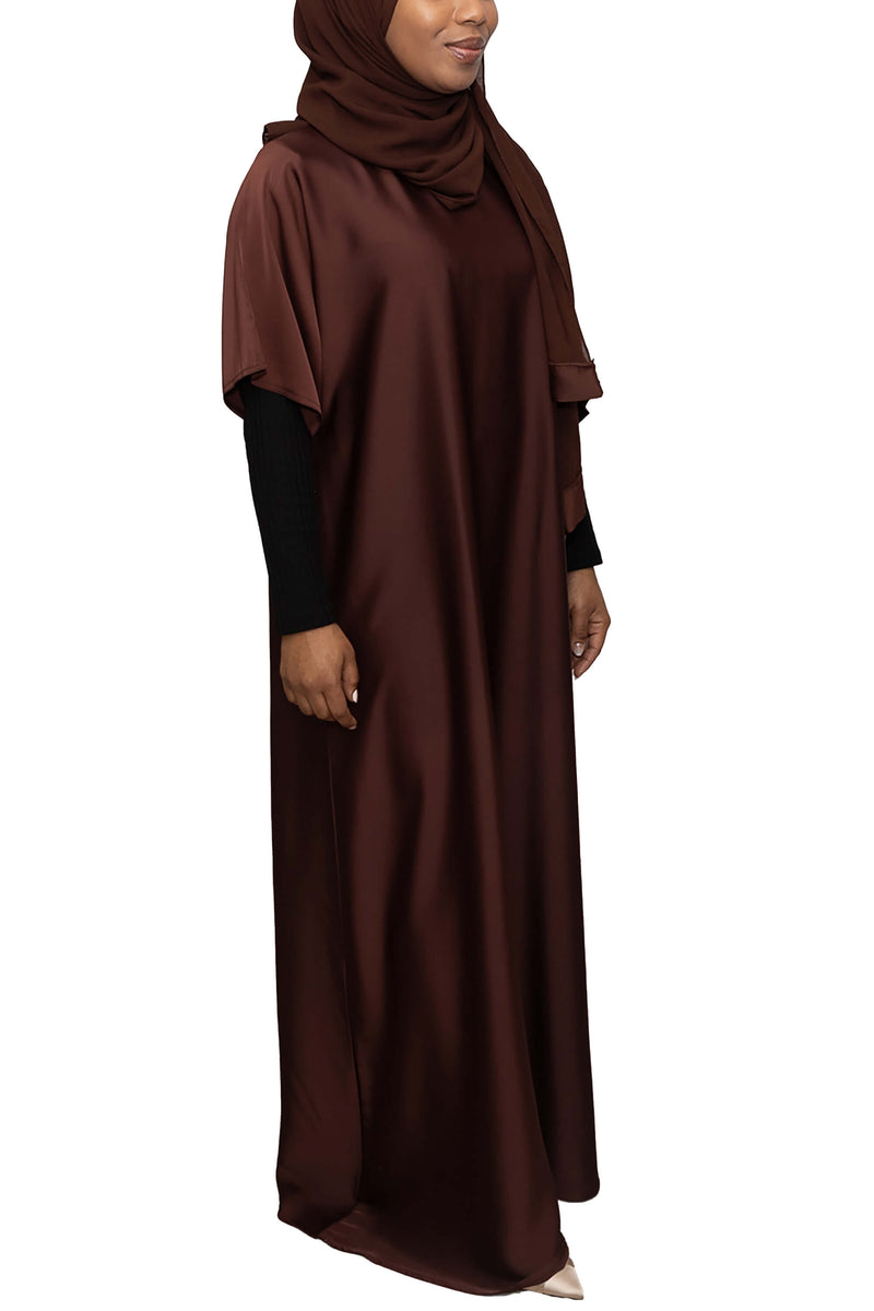 Short Sleeve Dress in Chocolate | Al Shams Abayas_1