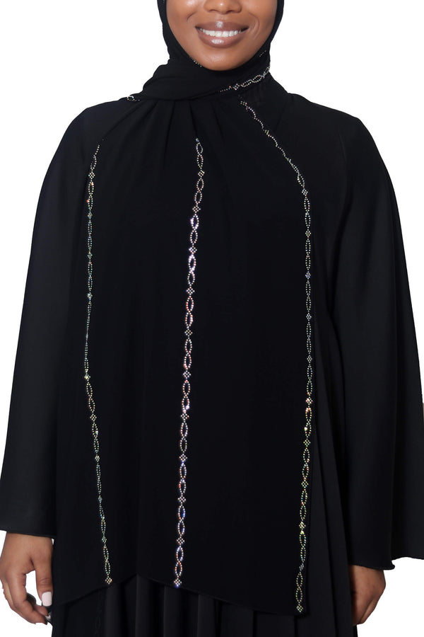 Harmony in Black with Iridescent Stones | Al Shams Abayas_3