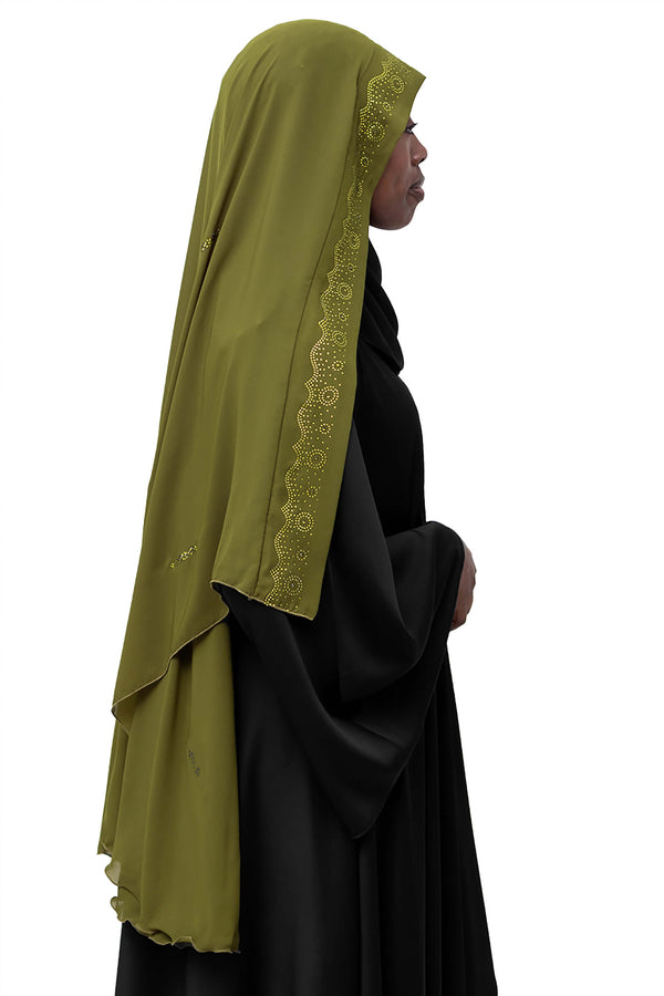 Honey Dip Ghashwa in Olive | Al Shams Abayas_2