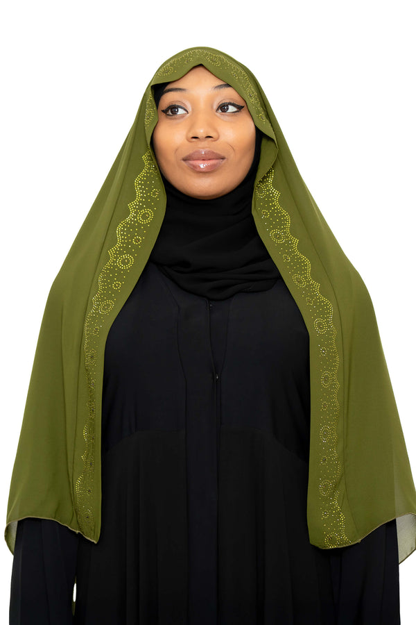 Honey Dip Ghashwa in Olive | Al Shams Abayas_6
