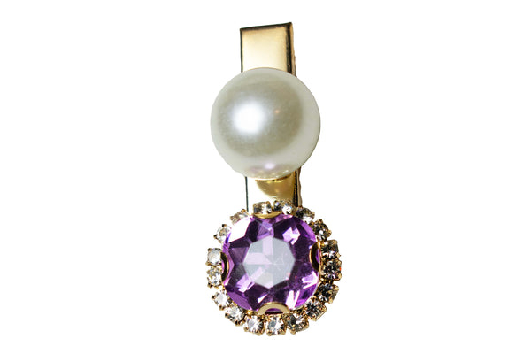 Lavender Crystal Pearl Clip