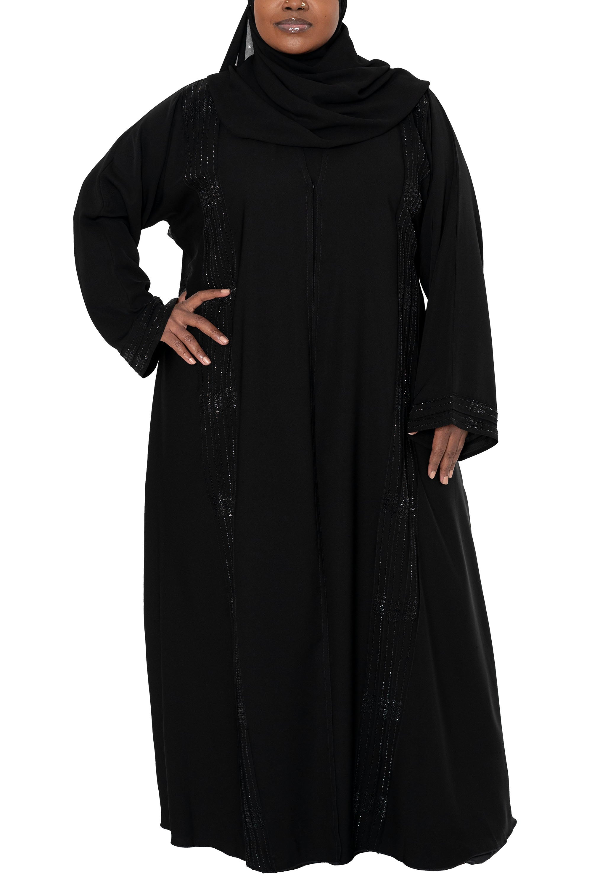 Rawdah Abaya in Classic Black - Curvy – Al Shams Abayas