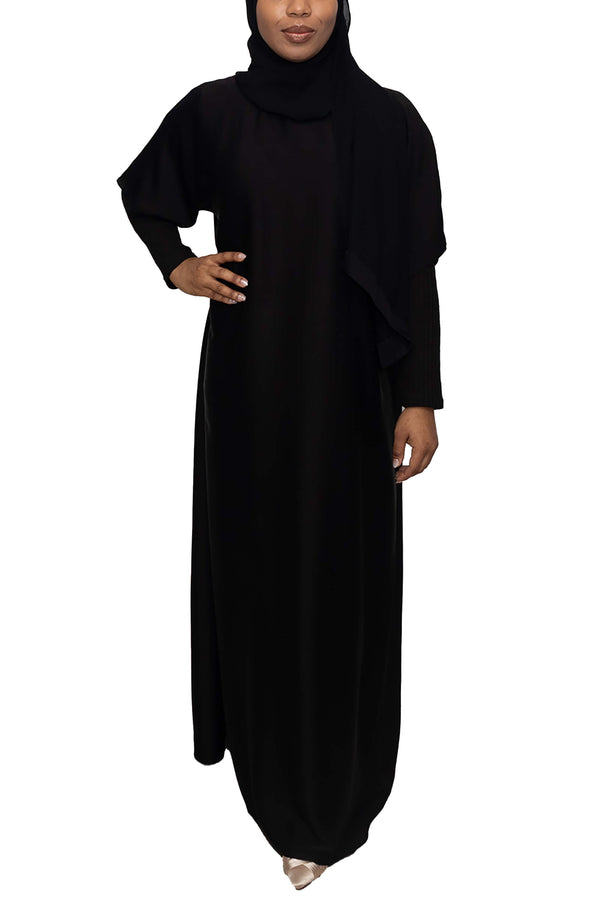 Short Sleeve Dress in Black  | Al Shams Abayas_1