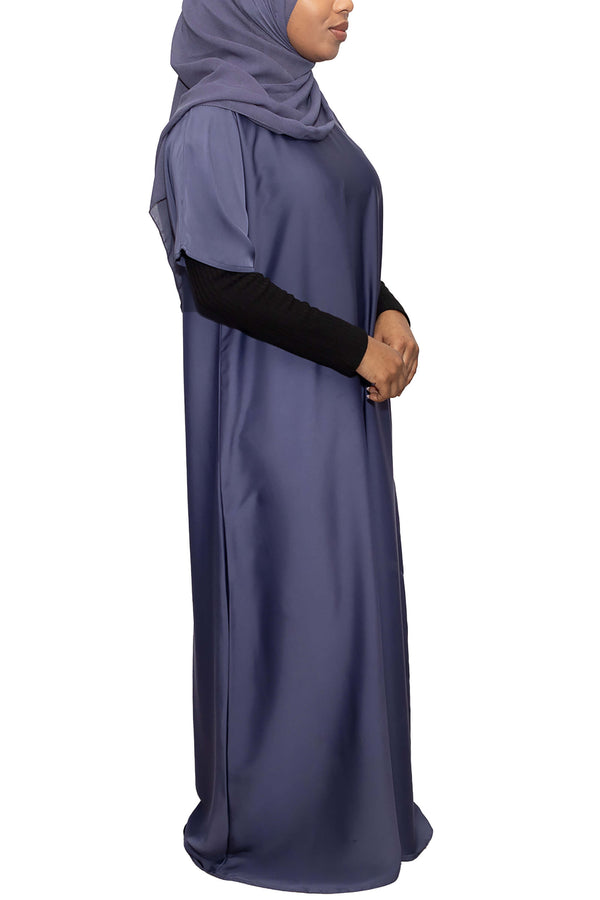 Short Sleeve Dress in Denim Blue | Al Shams Abayas_2