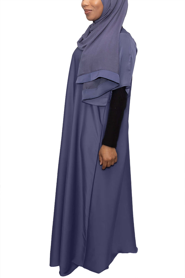 Short Sleeve Dress in Denim Blue | Al Shams Abayas_1