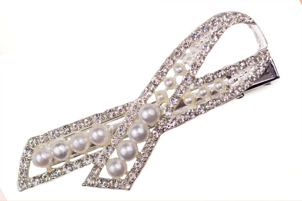 Silver Pearl Ribbon Clip